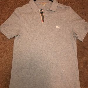 Men’s Grey Burberry Cotton Polo Size S